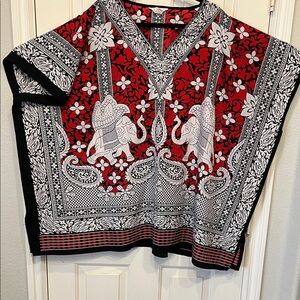 Red and Black Elephant Print tunic top